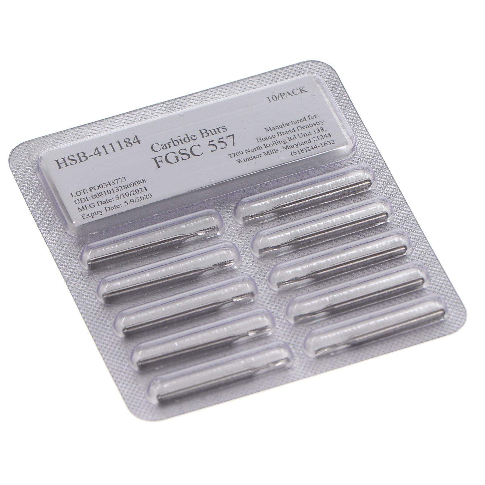 House Brand Dentistry FG #557 Surgical Straight Crosscut Carbide Burs 10/Pk