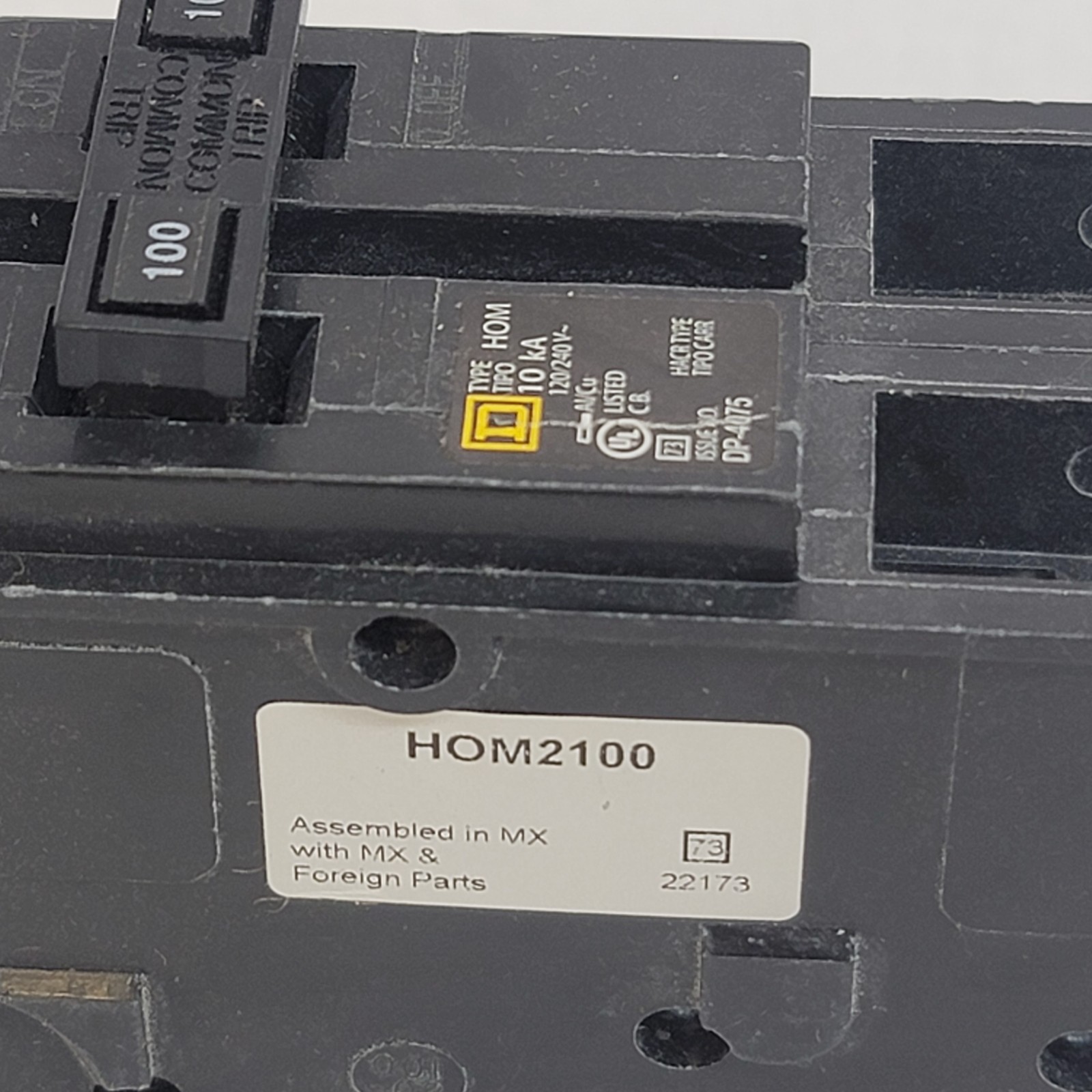 HOM2100 – Square D Homeline – Circuit Breaker Plug-In – 100 Amp – 2 Pole – 240 V
