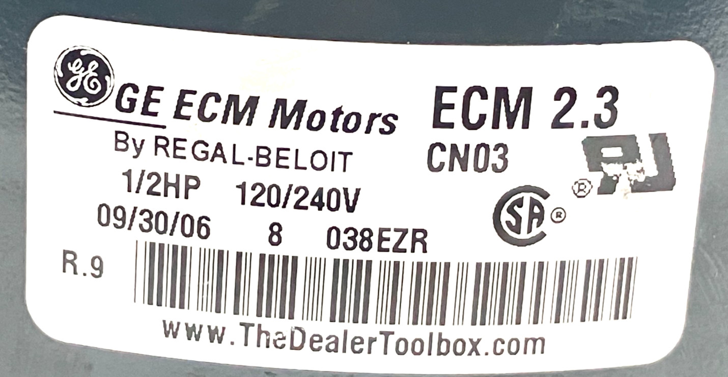 GE ECM2.3 CN03 Wired for D341314P02 MOT09230 1/2HP 200/230V CCWLE used #J303