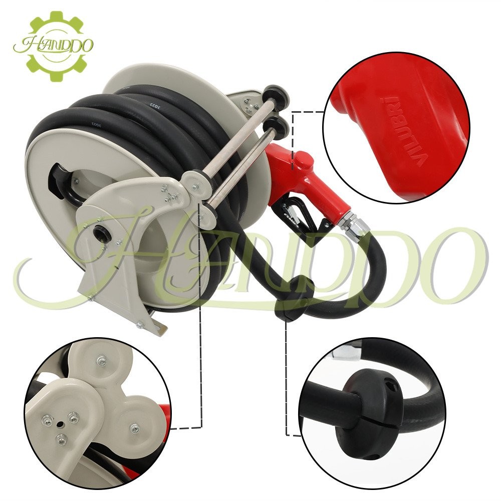 1″ × 50FT Diesel Hose Reel Fuel Hose Reel with Fueling Nozzle Retractable 300PSI