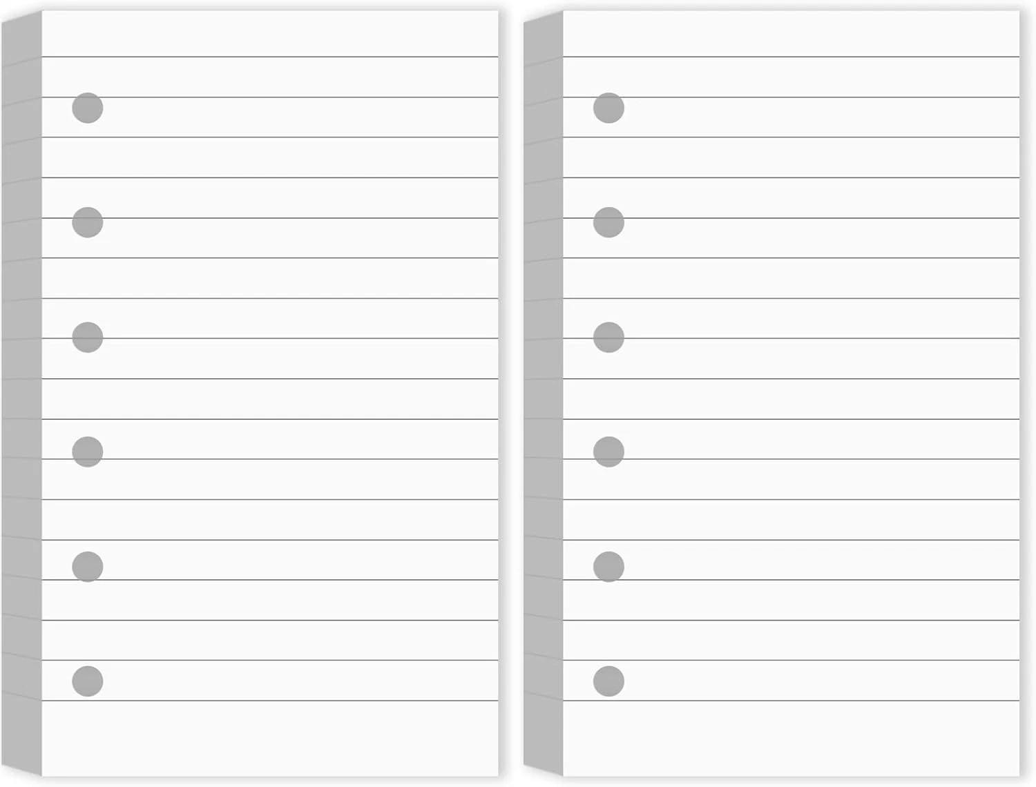 200 Sheets Blank Lined Paper Refill for 3×5 Inch Binders 6 Ring Memo Paper