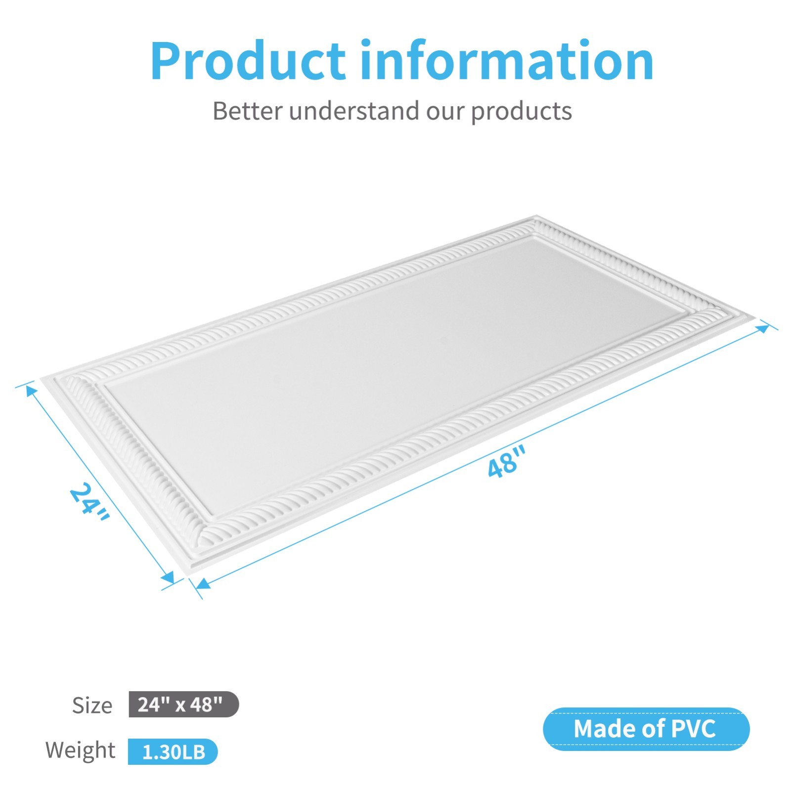 Art3d 3D PVC Drop Ceiling Tiles, 3D Wall Panels, 2×4 ft.Cover 96 Sq,ft (12-Pack)