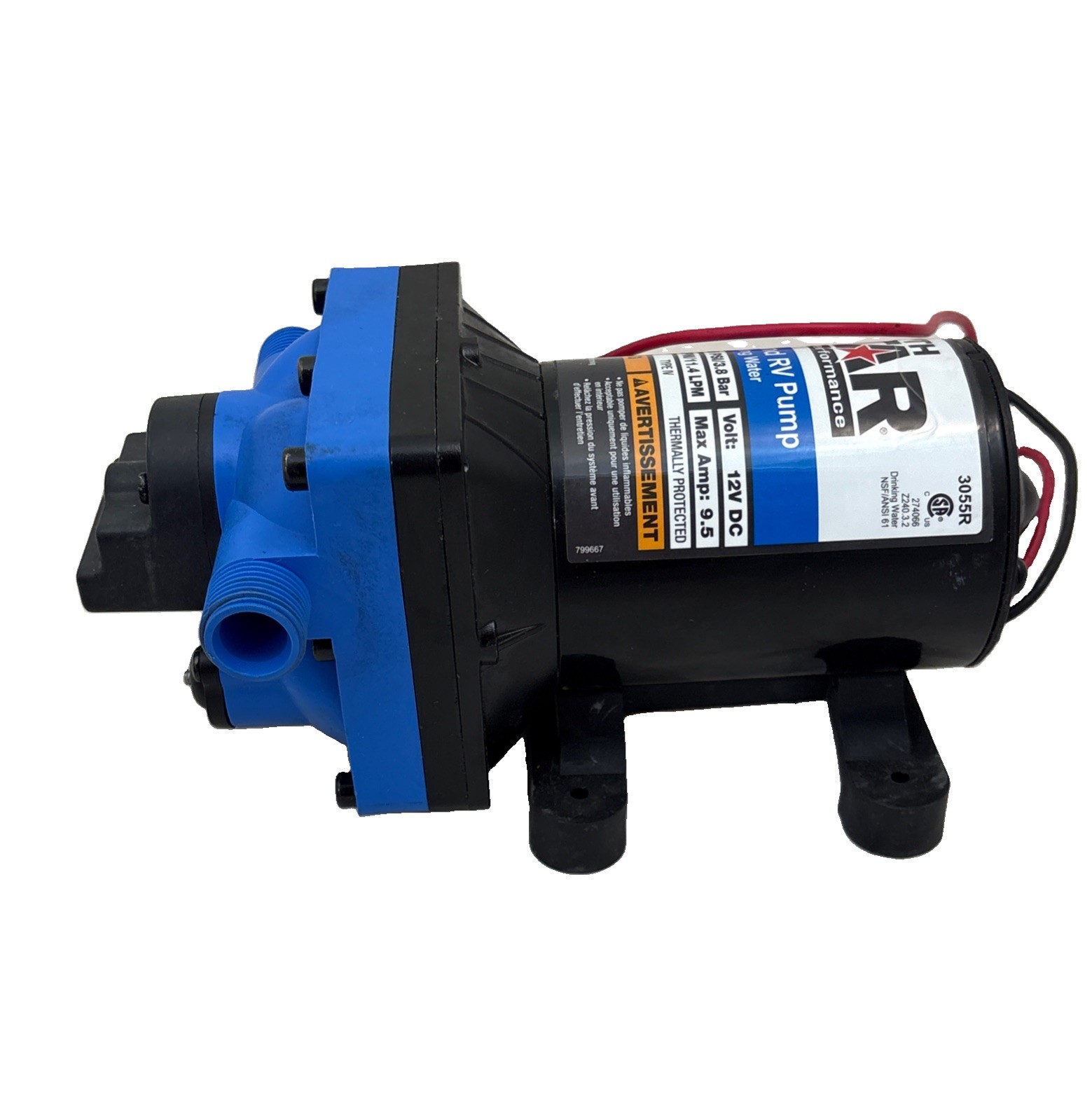 NorthStar 12 Volt On-Demand RV Potable Water Pump – 3.0 GPM – 1/2in. NPS-M Ports