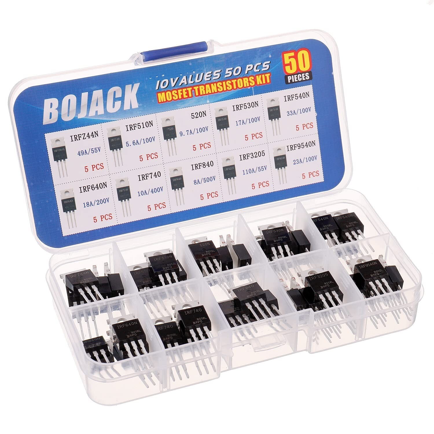 Complete 10 Types 50 Pcs MOSFET Assortment: N&P-Channel – Compliant
