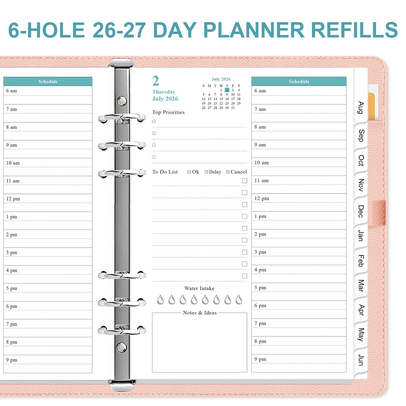 2026-2027 Planner Refills for A5 Binder – One Page Per Day Daily ＆ Monthly Pl…