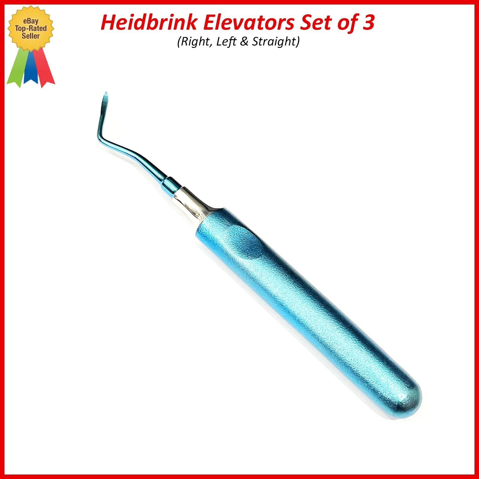 3 Pcs Dental Root Elevators Blue HEIDBRINK Oral Surgery Luxating Root Elevators