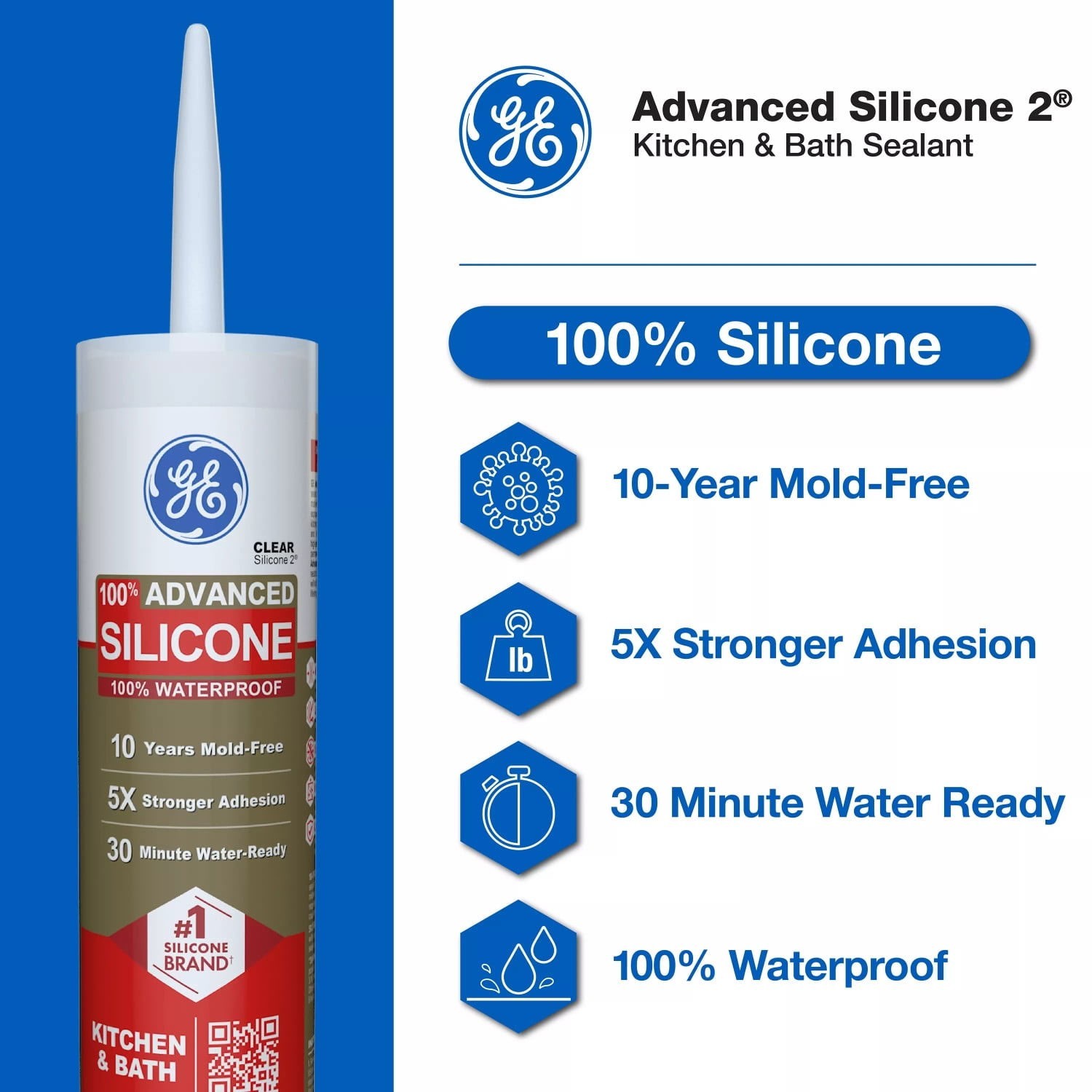 3 Pack GE Advanced Silicone Kitchen & Bath Sealant White 10.1 oz Cartridge