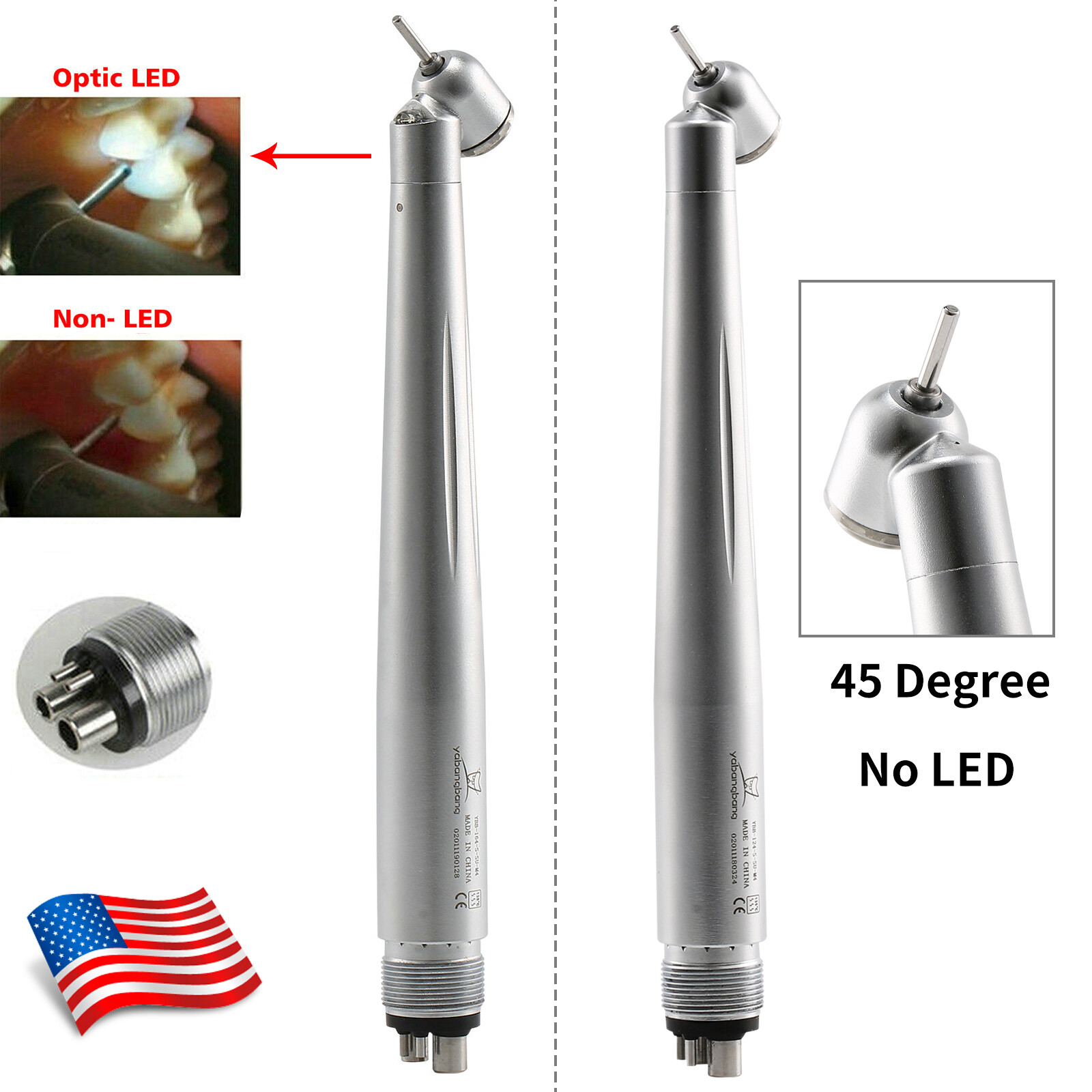 Yabangbang Dental 45 Degree Surgical High Speed Handpiece Push Button (LED) 4H A