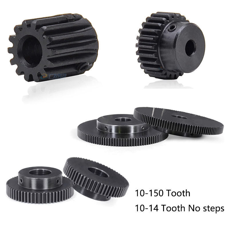 1 Mod Spur Gear 10-150 T Bore 4-25 mm Pinion Gear with Step Motor Gear 45# Steel