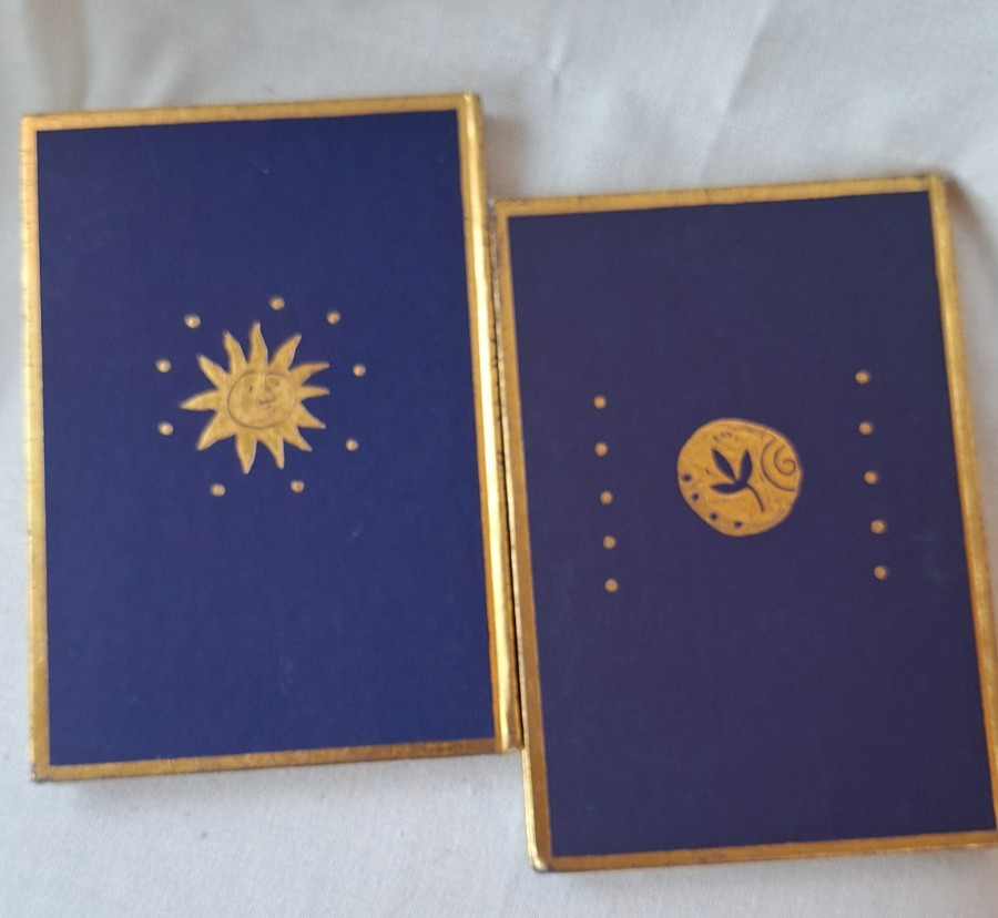 2 Journals Hardcover Blank Page Purple & Gold Celestial, Boho, Travel Notebook