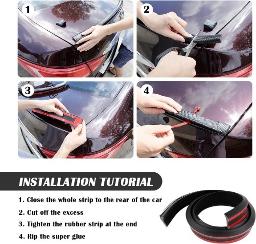 4.9Ft Rear Spoiler – 3D Glossy Roof Spoiler Trunk Material Type: Carbon Fiber