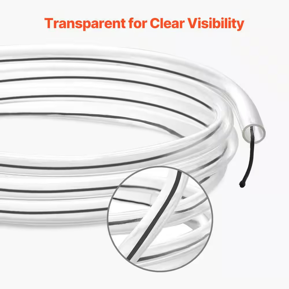 Clear Vinyl Tubing, 1/2 In. ID X 5/8 In. OD, 10 FT. Plastic PVC Tubing, Flexible