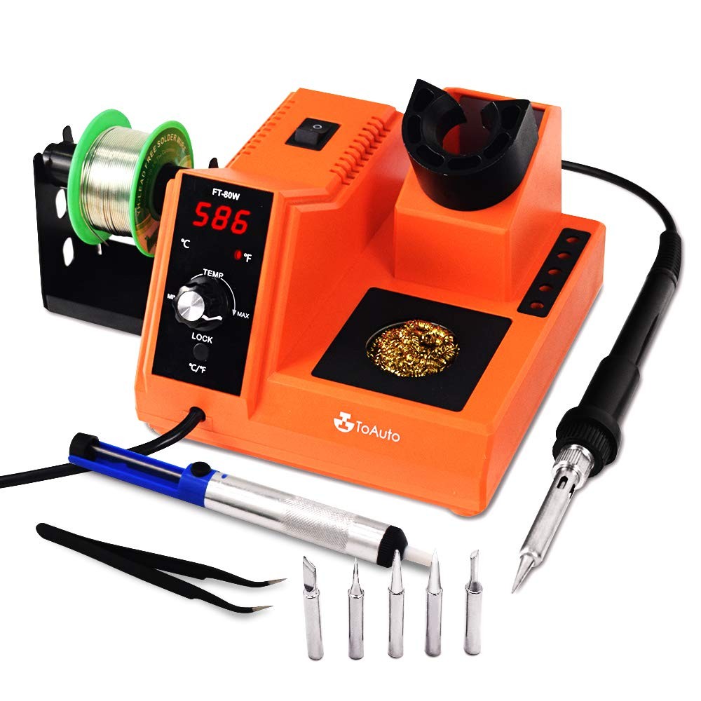 TOAUTO Soldering Station,80W Digital Solder Iron Station Kit with Orange