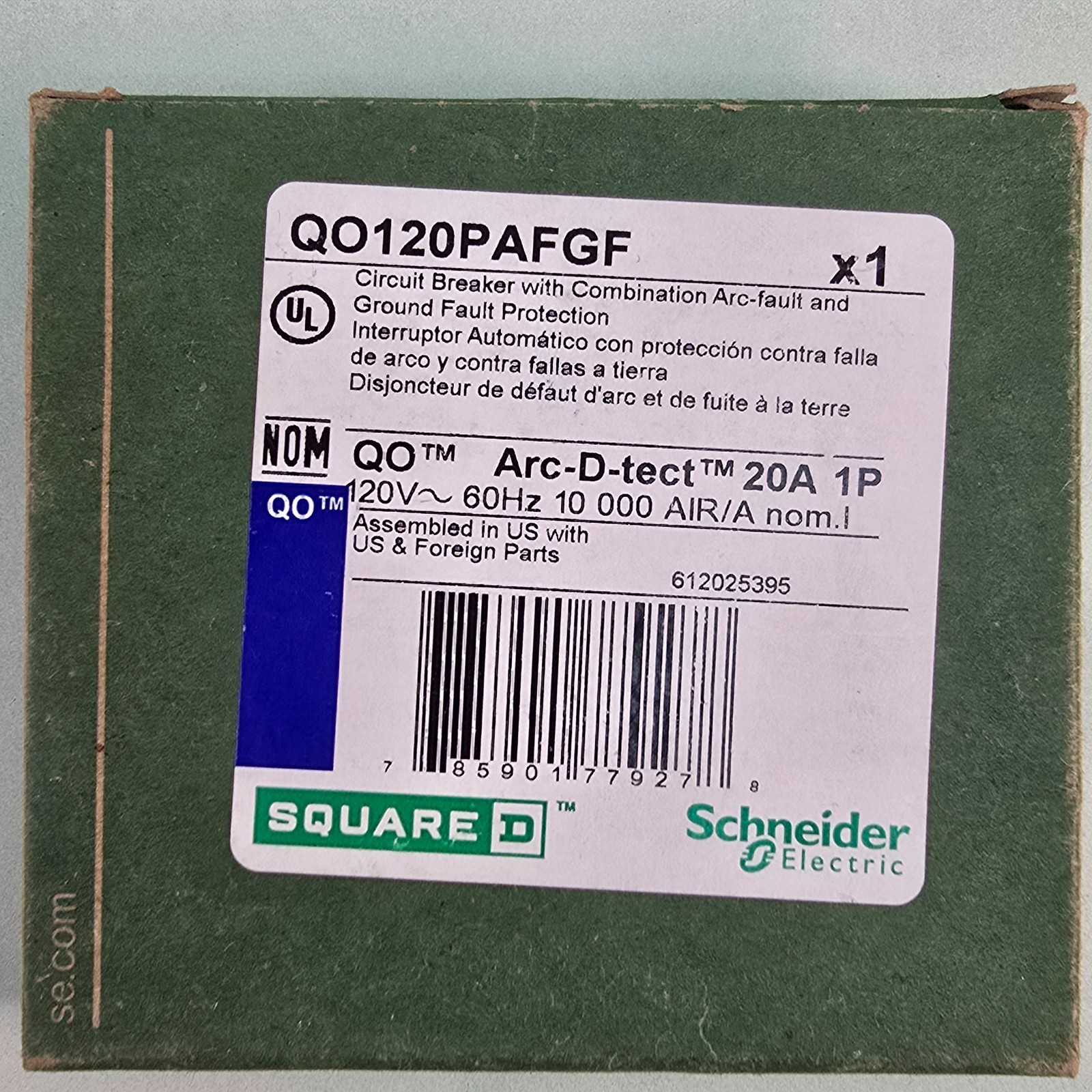 🔥 Square D QO120PAFGF 20A 1-Pole Dual AFCI GFCI QO Plug-On Neutral Breaker NEW