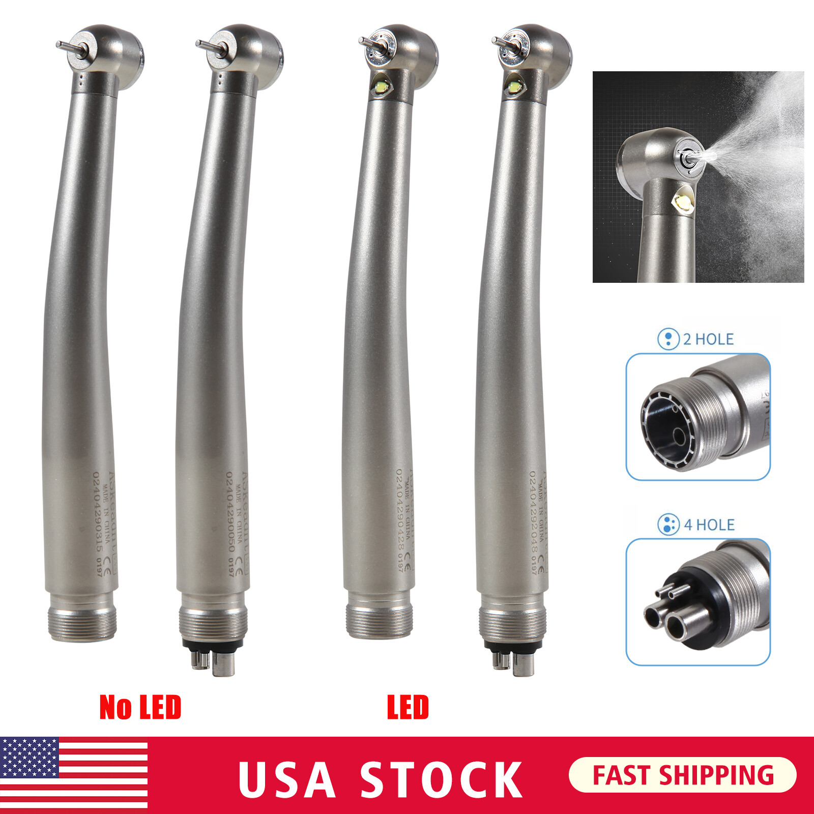 Dental LED E-generator Handpiece /High Speed without LED 2/4Holes Fit NSK /KAV