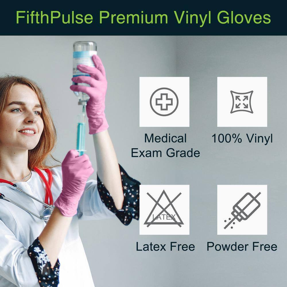 Small Vinyl Powder Free-Medical Examination Disposable Gloves in Pink (100-Count