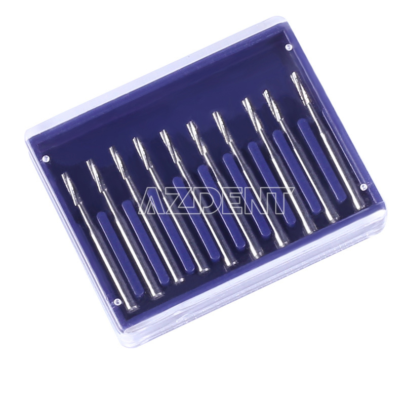 10Pcs Dental Tungsten Steel Carbide Burs FG557 1.6mm For High Speed Handpiece