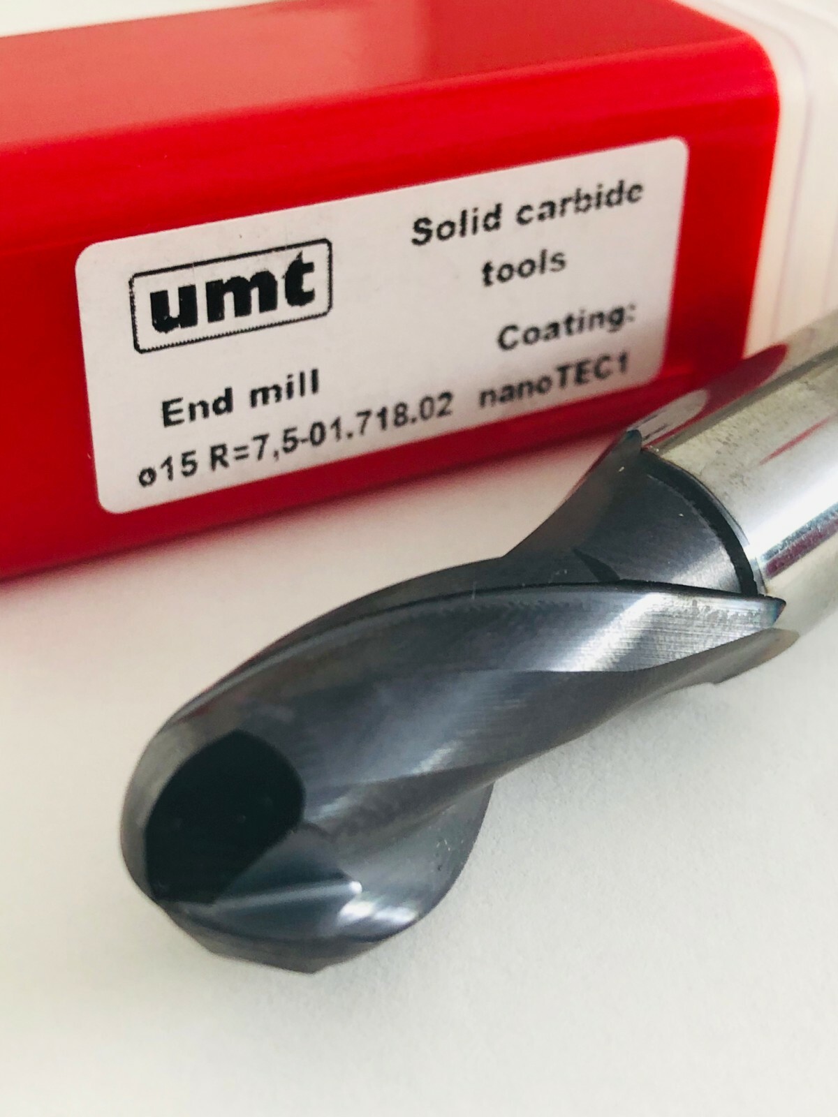 CARBIDE BALL NOSE END MILL ф15 R7,5 Z=2 HRC50 UMT MADE IN BULGARIA NEW 1 pcs.