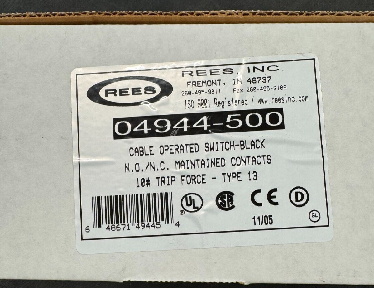 Rees 04944-500 Cable Operated Switch 10# Trip N.O/N.C. Maintained Contacts