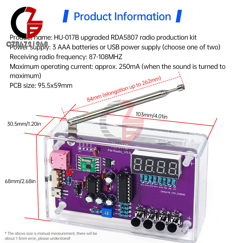 DIY FM Radio Electronic Kit 87-108MHz Digital RDA5807S Module Soldering Project