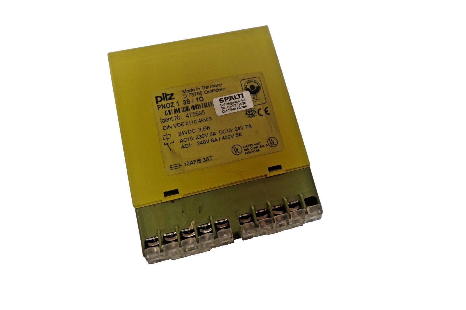 Pilz Pnoz PNOZ 1 3S/1O Safety Relay 475695 24Vdc 3.5W