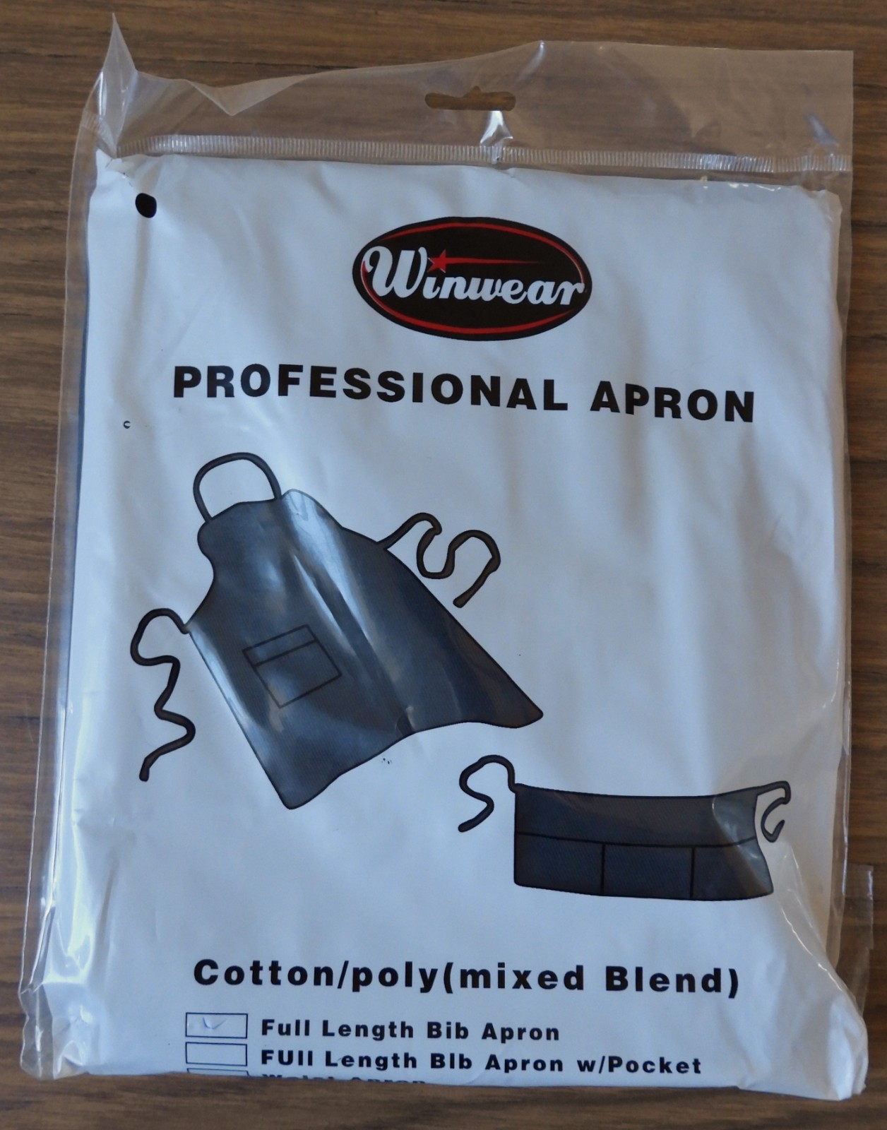 New NOS Winwear Professional Kitchen Bar Restaurant APRON Black Full Length Bib