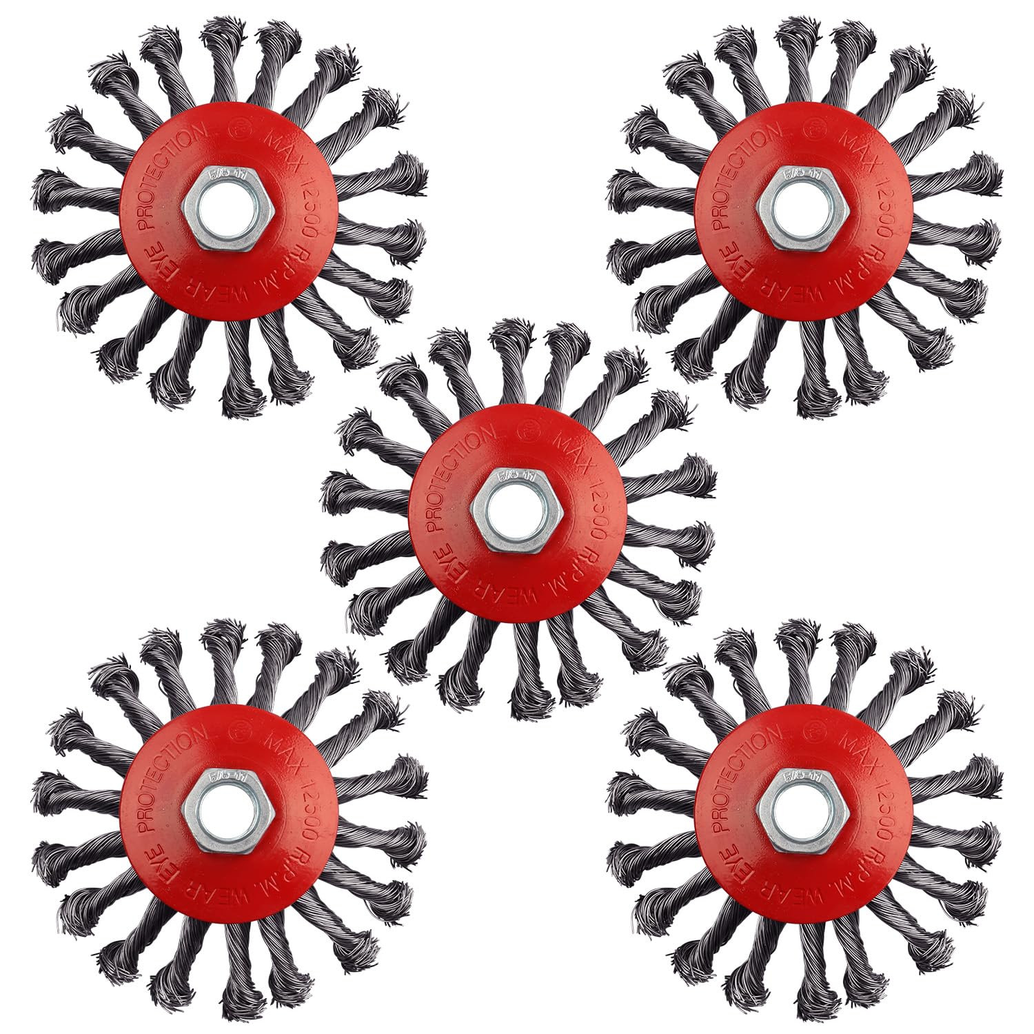 Wire Wheel for 4 1/2 Angle Grinder, 5 Pack 4.5 Inch Twist Knotted Wire Brush for