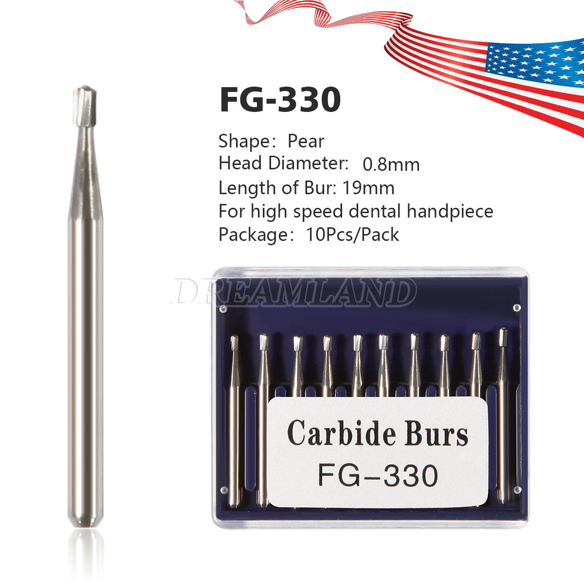 Dental Carbide Burs Tungsten Steel Burs FG #330 FG #245 for High Speed Handpiece