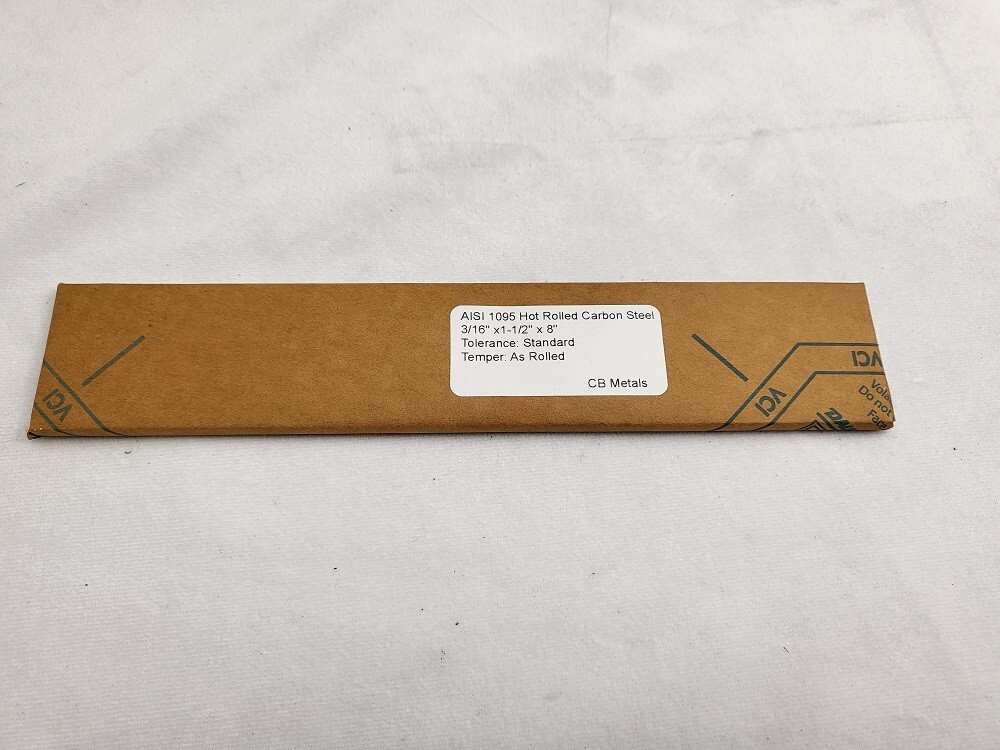 1095 Hot Rolled Carbon Steel 3/16″ x 1.5″, 8″ bar, Knife Making Stock, Billet