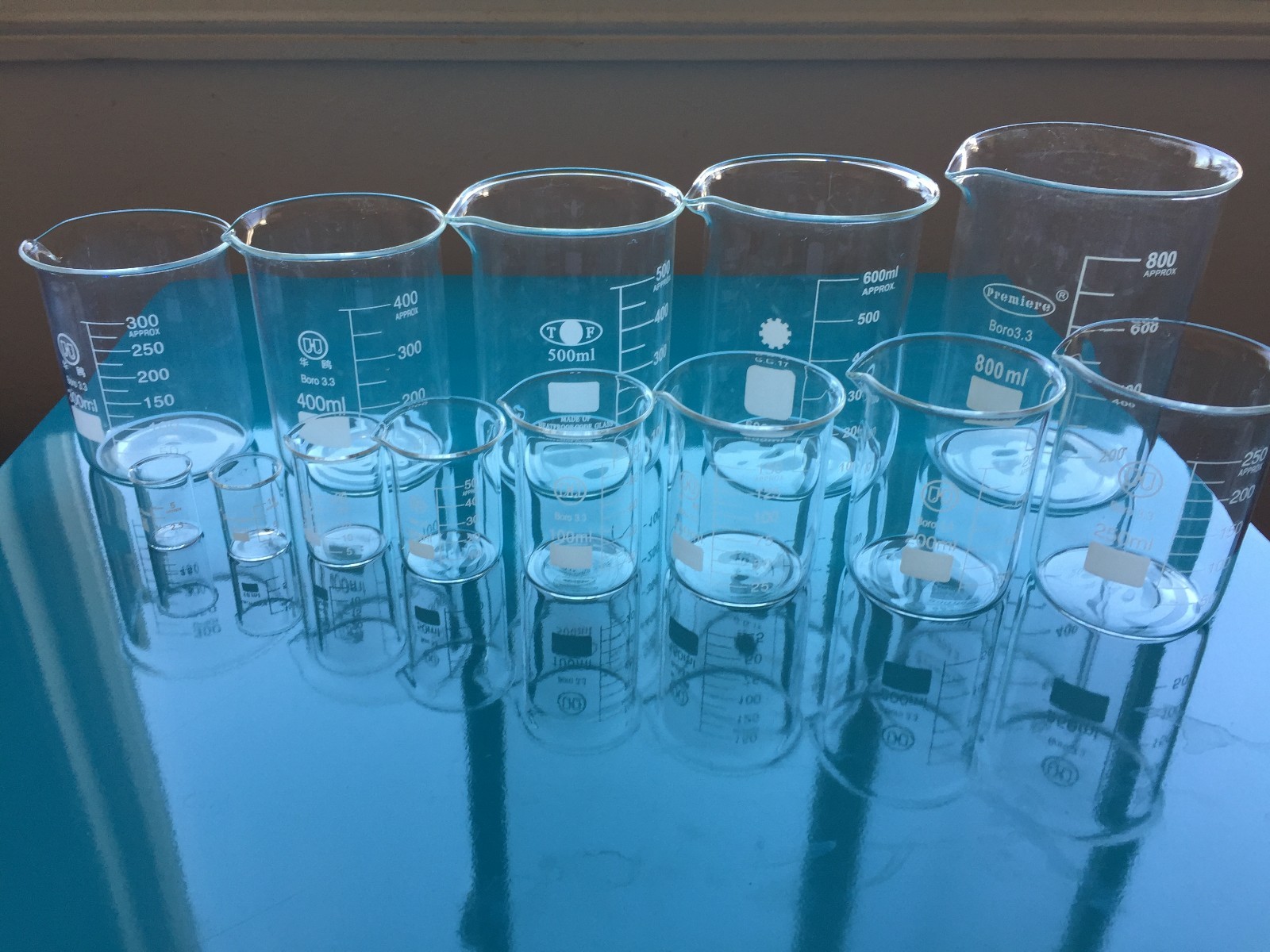 lab Beaker Borosilicate Glass Set of 13 Beakers 5mL – 800 mL new