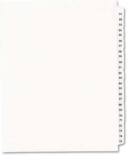 Stndrd Collated Legal Exhibit Avery(R) Style Dividers 51-75 Side Tab 8.5x11in