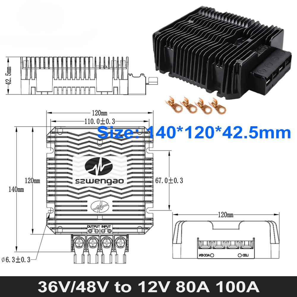 36V 48V to 12V 50A 60A 80A 100A DC Step Down Converter Buck Regulator Golf Cart