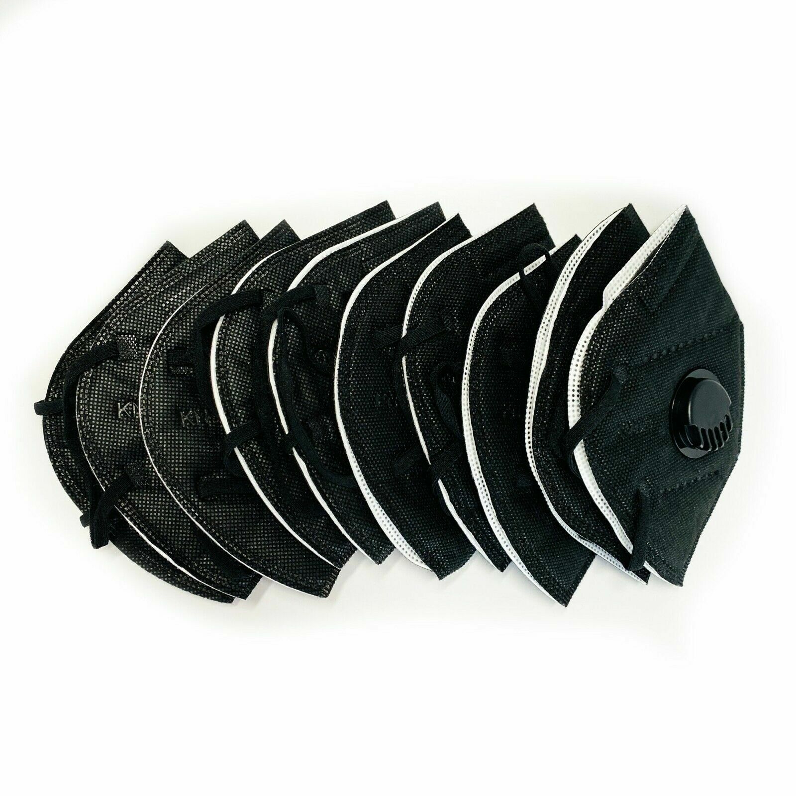 [BLACK] 10 Pcs KN95 Protective Face Mask 5-Layer 95% PM2.5 Disposable Respirator
