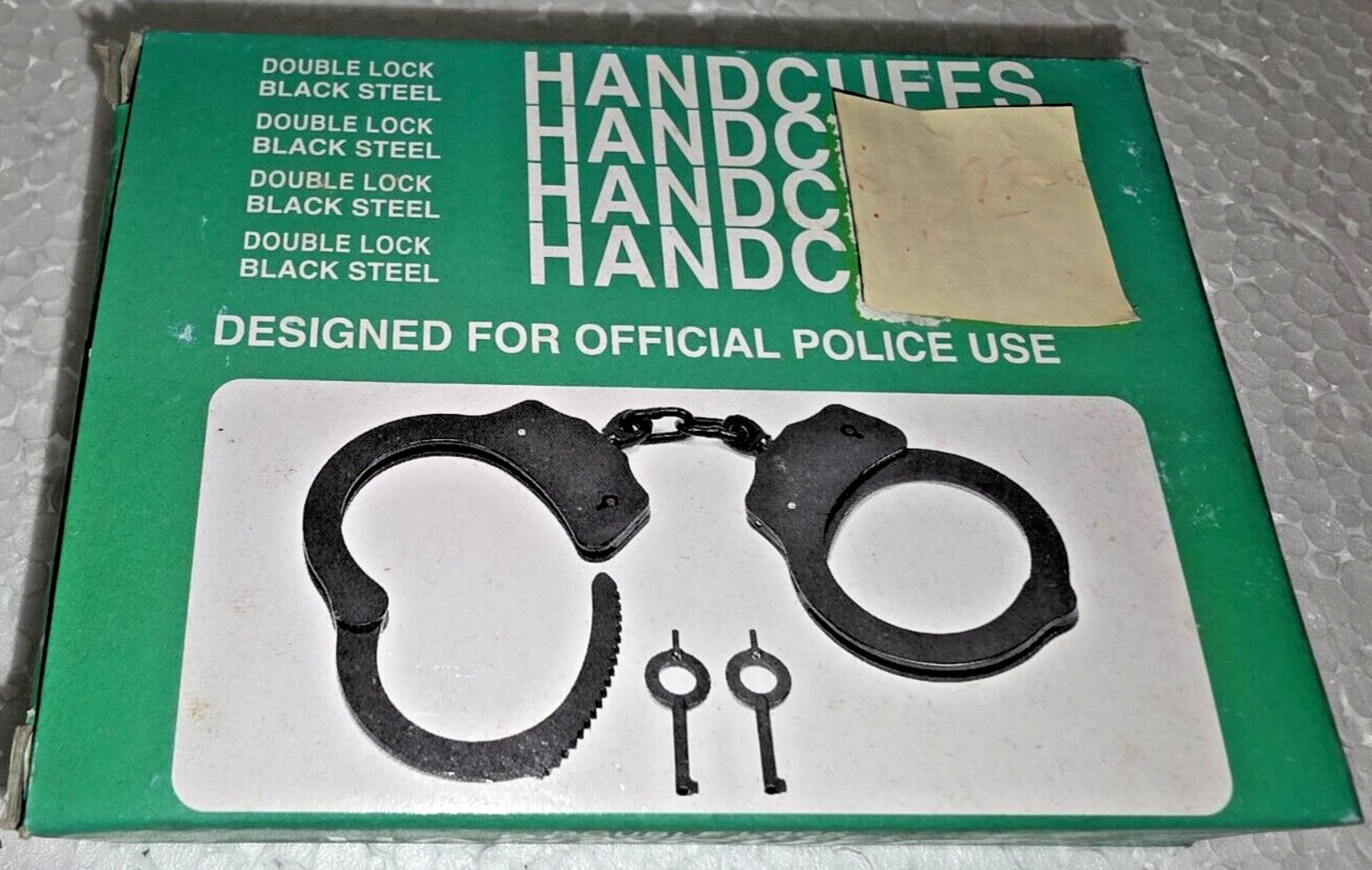 MTech USA 4508-DLB Series Double-Lock Handcuffs Carbon Steel, Nickel Black, NIB