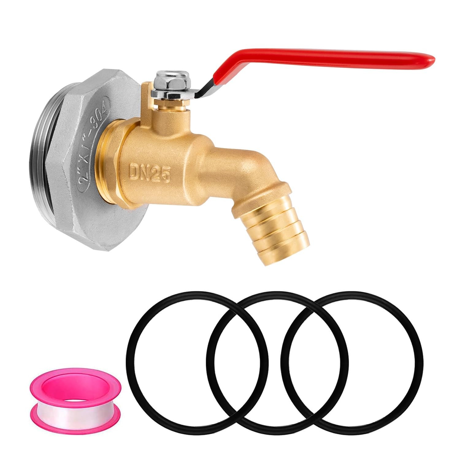2″ Drum Faucet for 55 Gallon Drum, 1″ 2 ” to reducer, 45 degree-1Inch