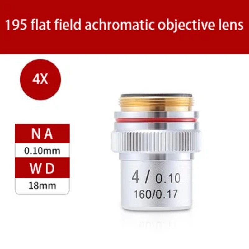 Biological Microscopes Achromatic Objective Lens 4X 10X 20X 40X 60X 100X 195mm
