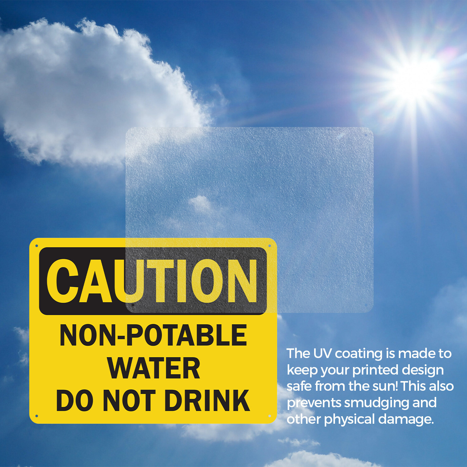 (2 Pack) Non-Potable Water Do Not Drink OSHA Caution Sign Decal Metal Plastic