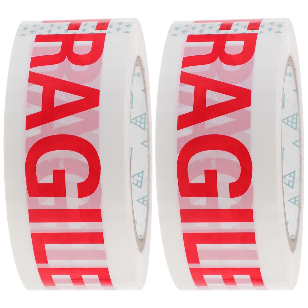 2 Rolls Fragile Logistic Packing Tape Caution Letter Delivery Sealing