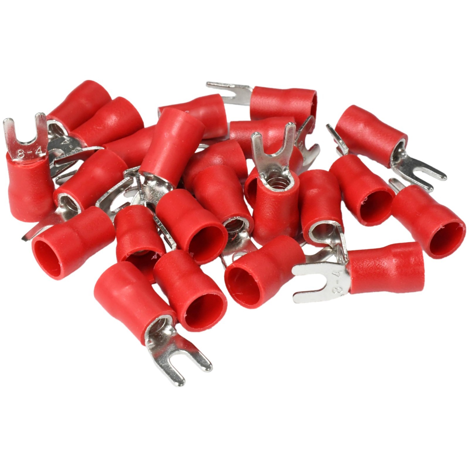 500PCS 8 AWG Fork Spade Crimp Connectors, PVC Insulated, 600V 62A, CE & RoHS