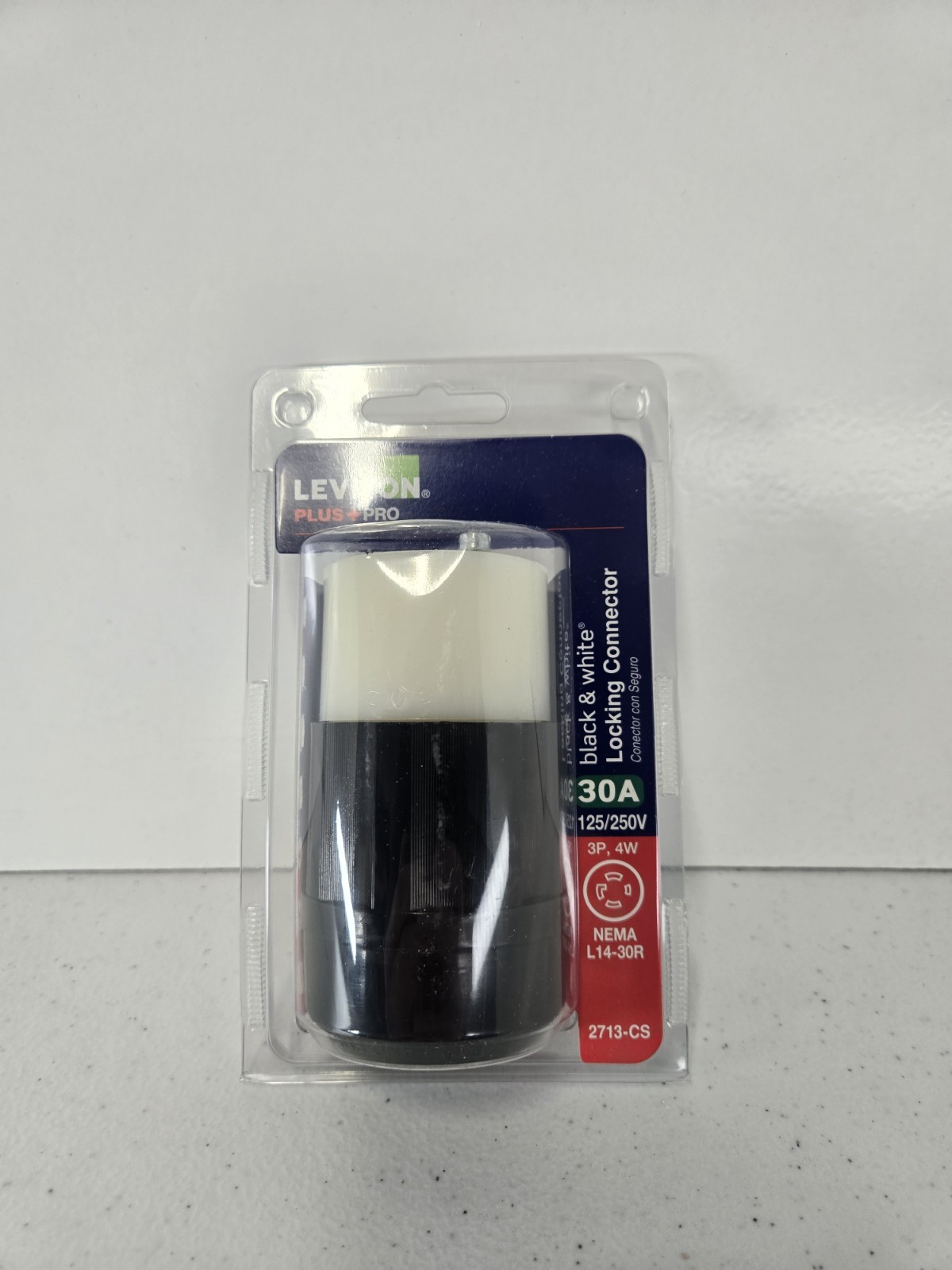 Leviton 30 Amp 125/250-Volt Locking Connector, Black and White 2713-CS