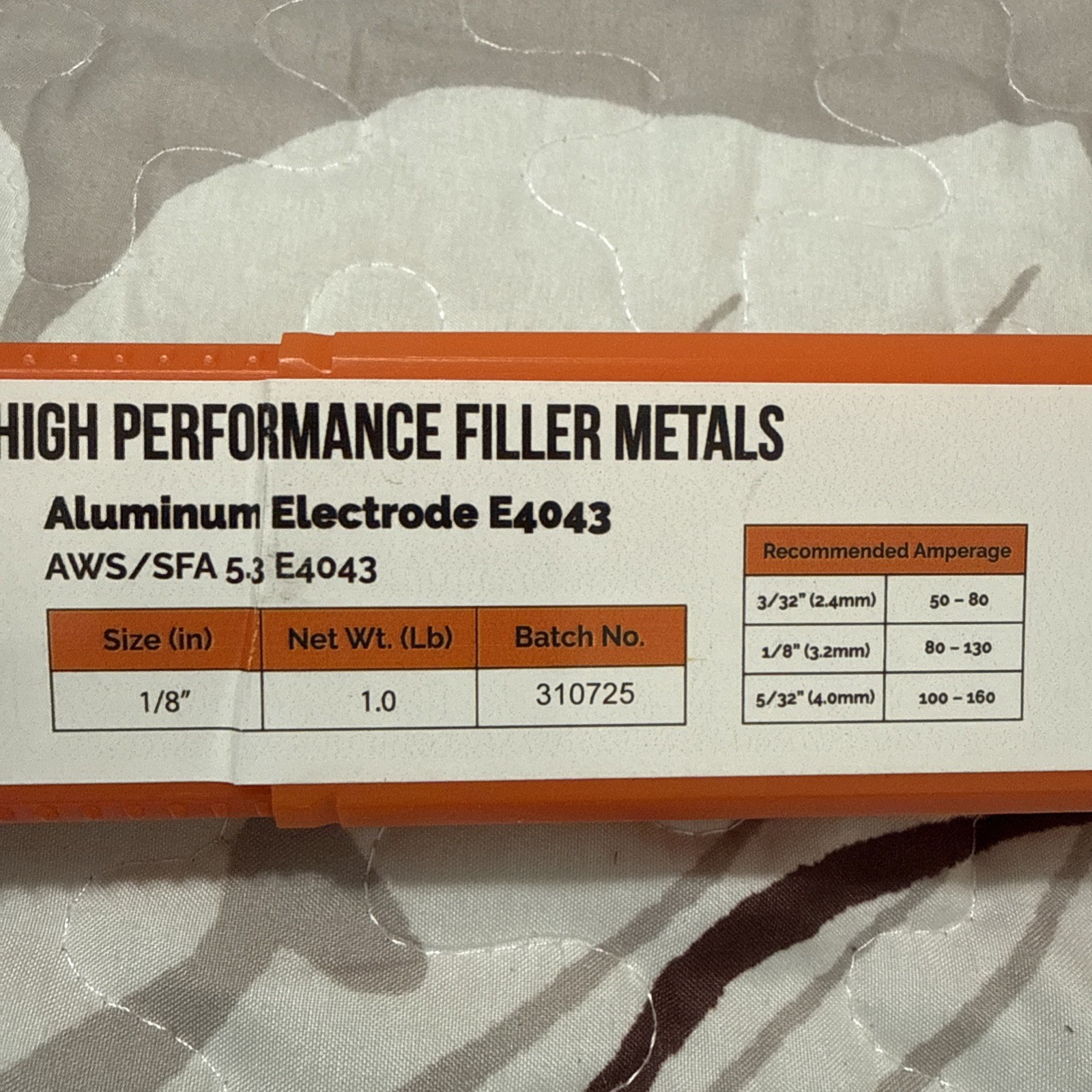 SUA E4043 Aluminum Welding Electrodes 1/8” 1 lb Approx 32 Rods AWS/SFA 5.3