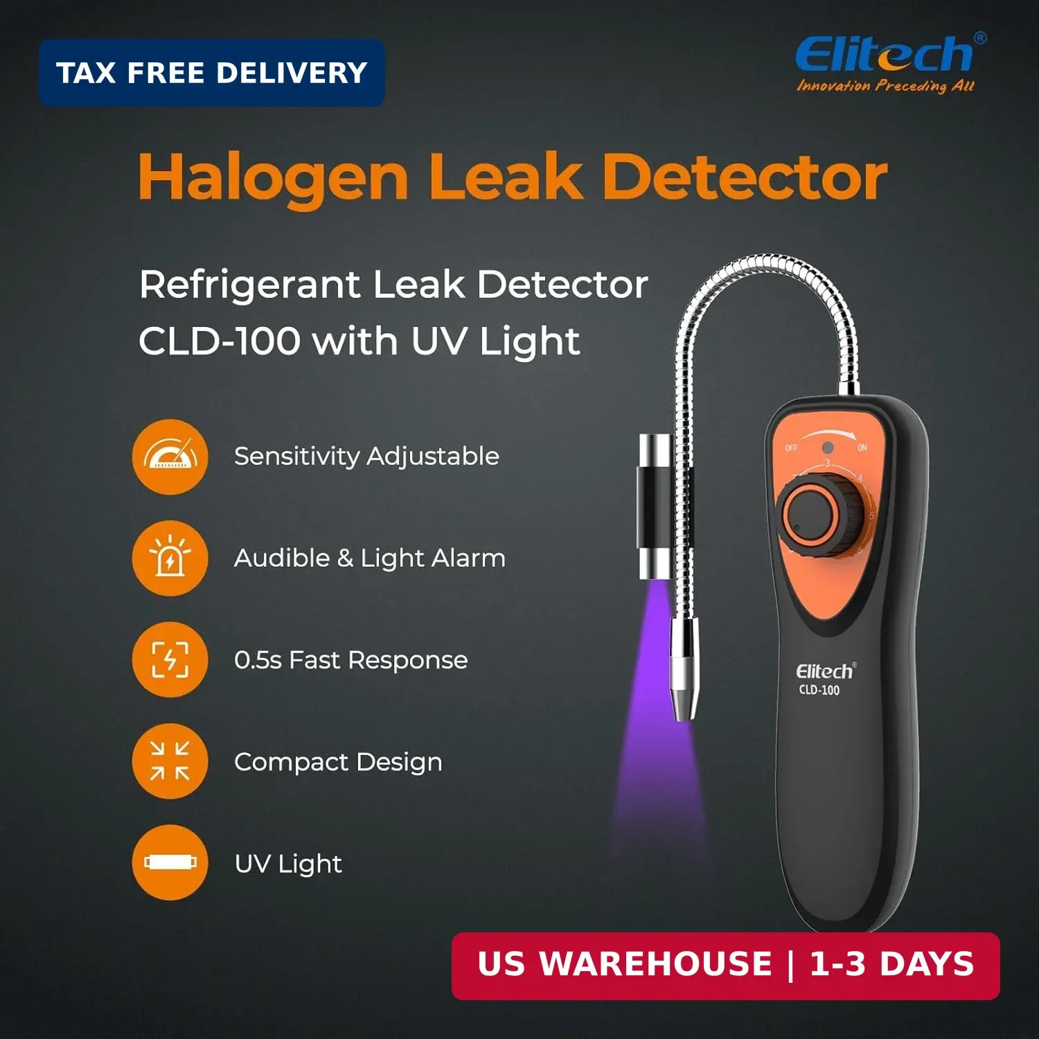 Elitech Refrigerant Leak Detector, CLD-100 Freon Leak Detector Car HVAC Halogen