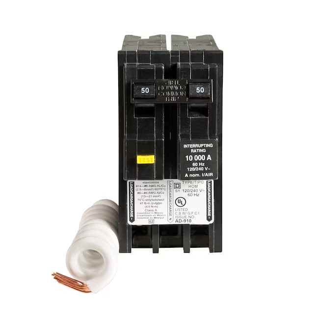 Square D Homeline 50A Two Pole Circuit Breaker & GFI HOM250GFIC – New