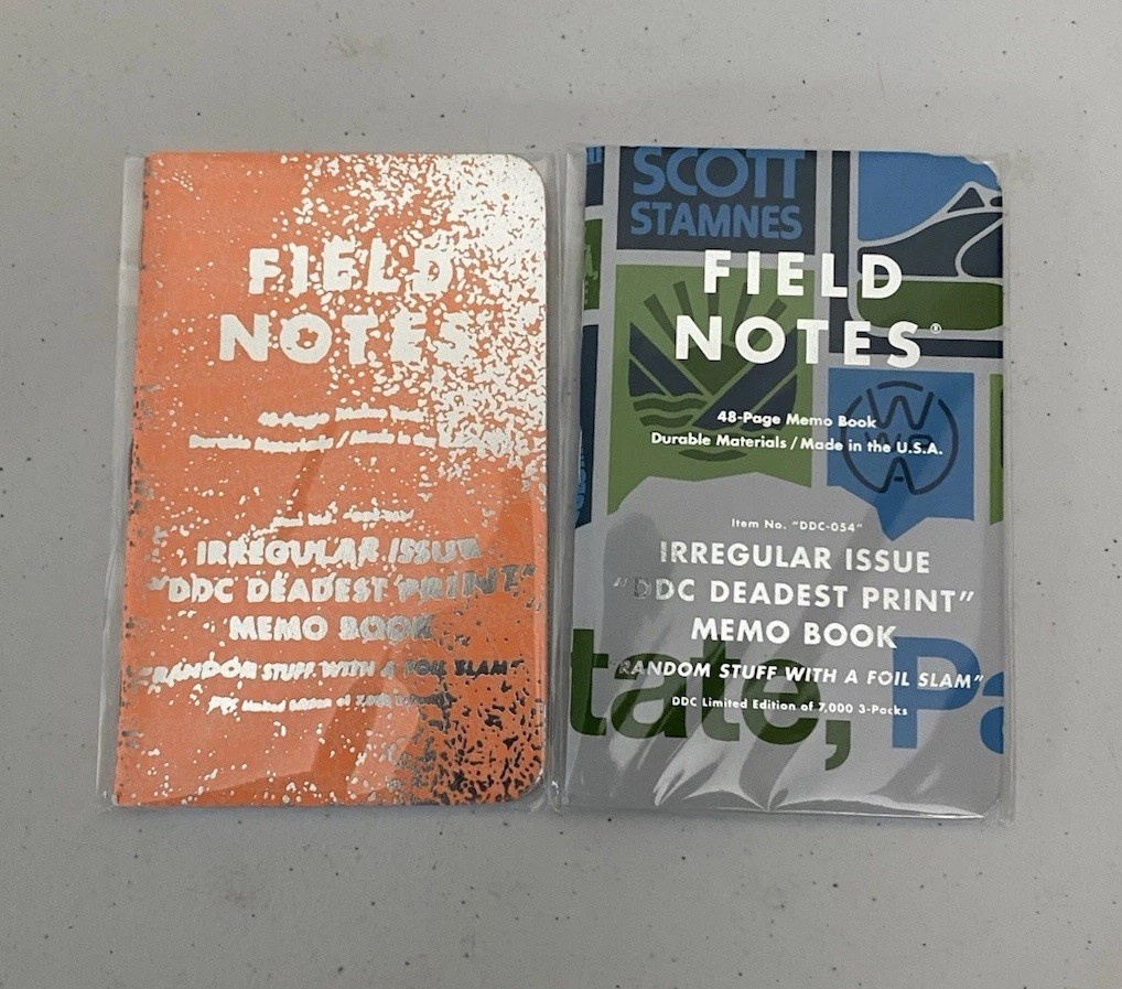 Field Notes Irregular Issue DDC Deadest Print Memo Book Lot Of 2 Limited Graph