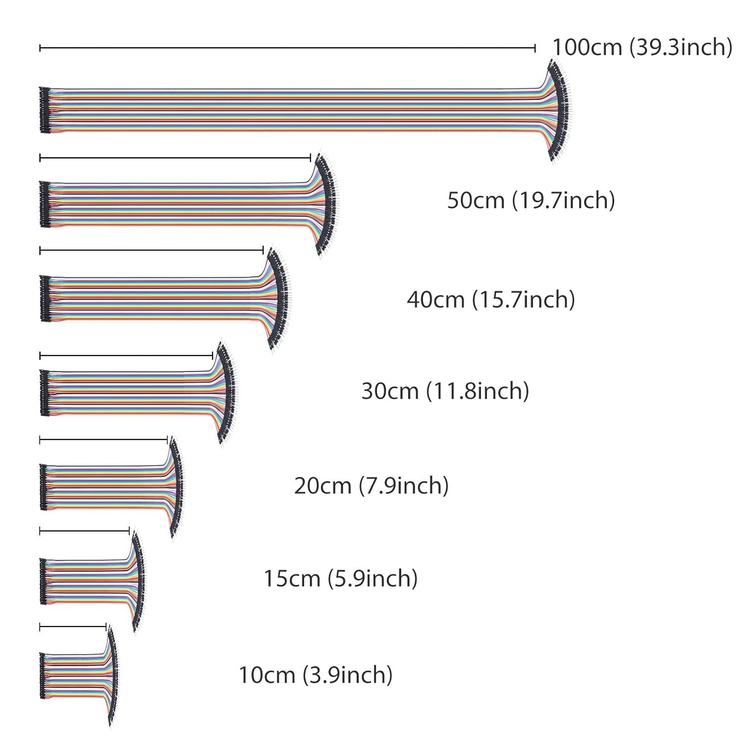 120pcs Breadboard Jumper Wires Assorted Kit 10cm 15cm 20cm 30cm 40cm 50cm 100cm