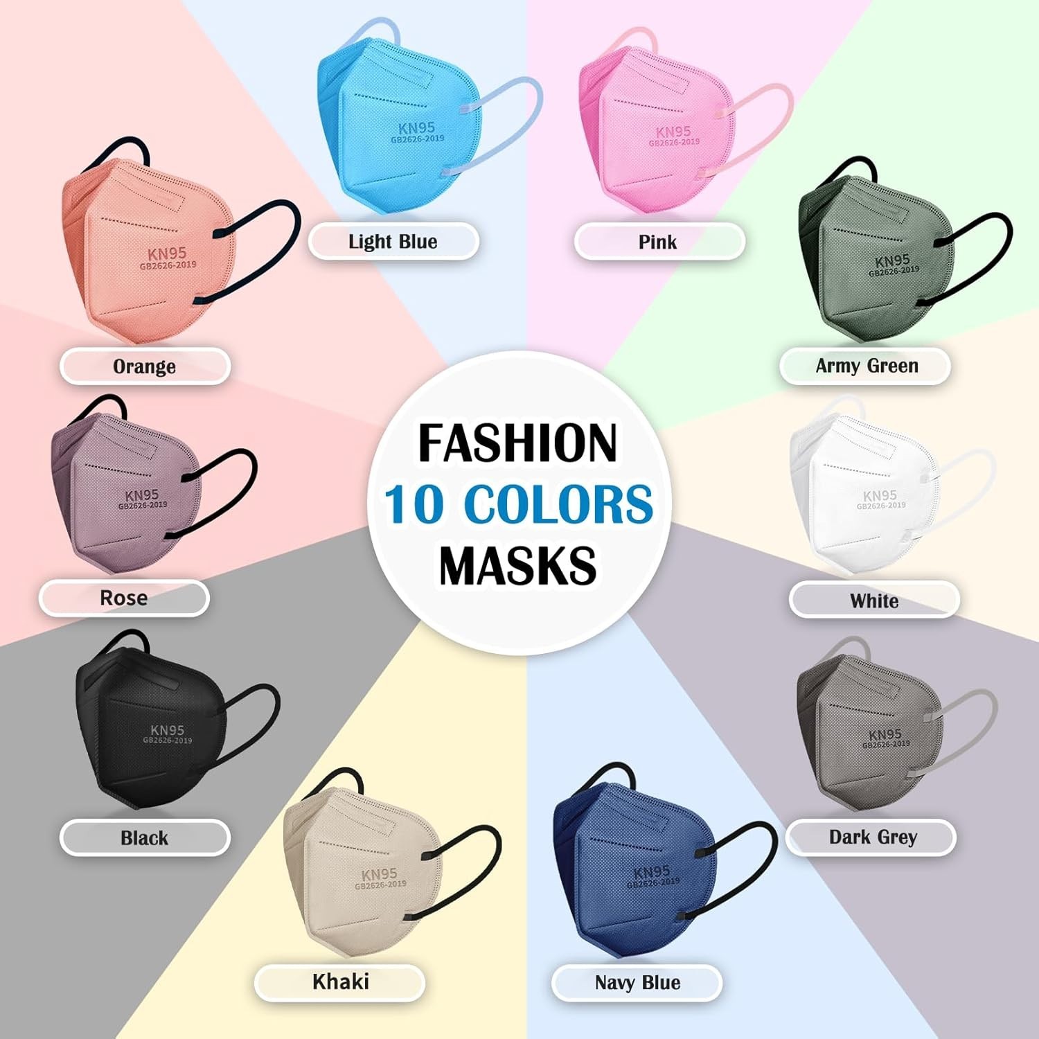 KN95 Face Masks Adults Disposable – 100 Pack 1 Count (Pack of 100), Colored