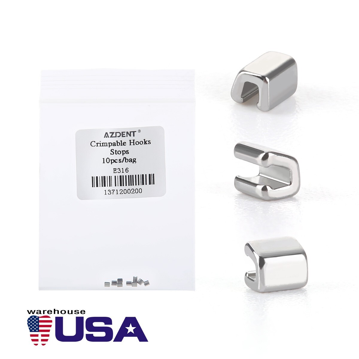 AZDENT Dental Orthodontics Bondable Lingual Buttons/Crimpable Hooks Split Stops