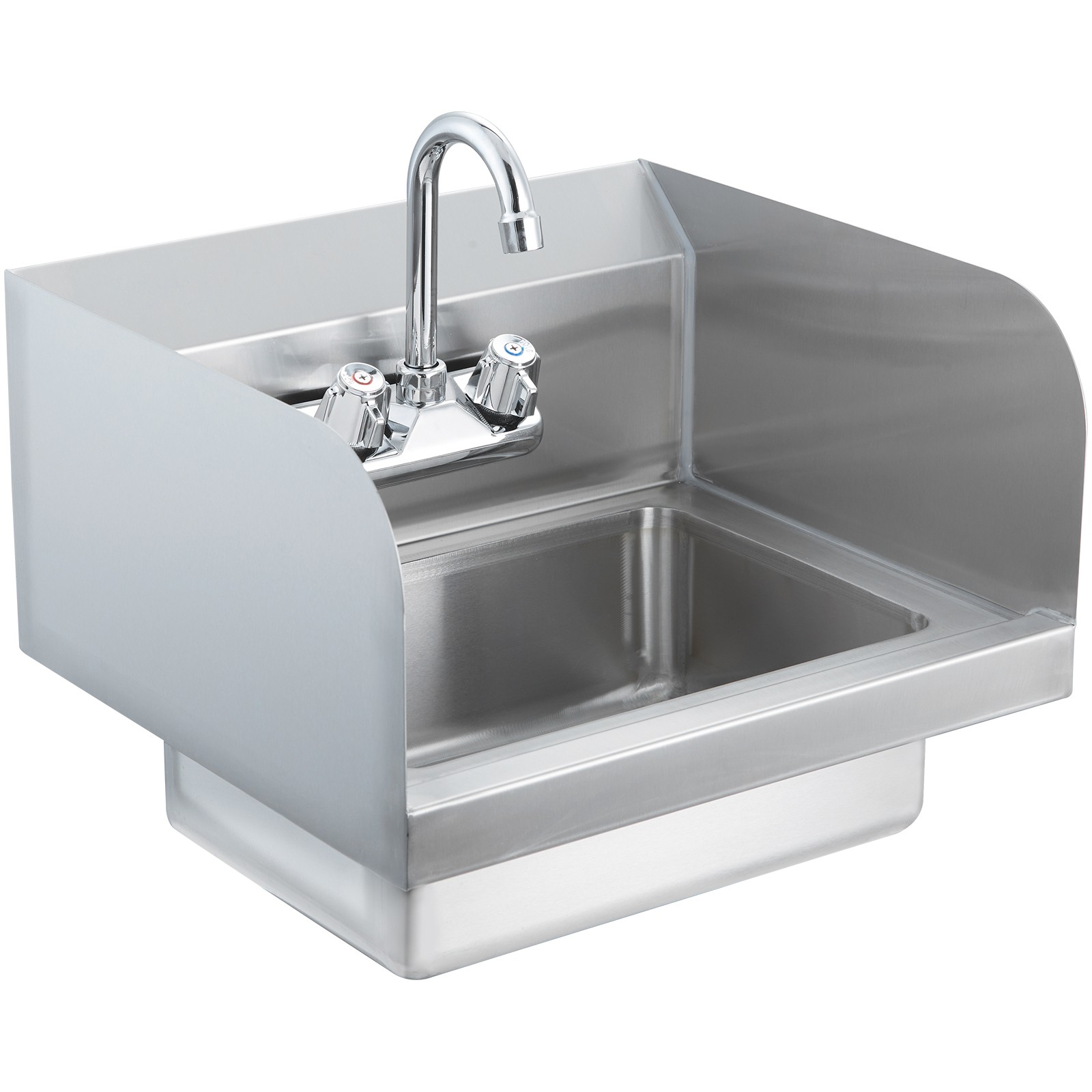 VEVOR Wall Mount Hand Wash Sink 17″x 15″ Stainless Steel w/ Faucet & Splash NSF