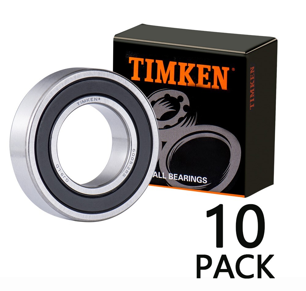 (10 PACK) 6005-2RS TIMKEN 25X47X12MM Double Rubber Seal Ball Bearings