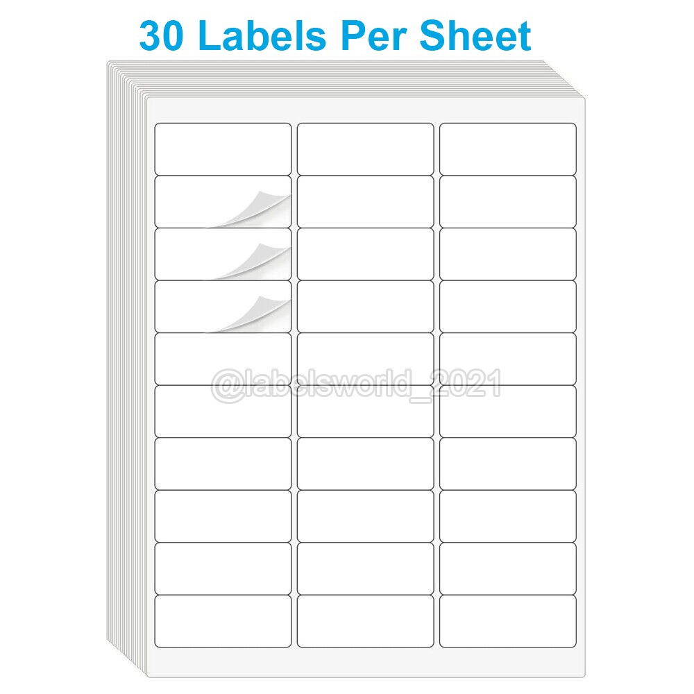 Premium Shipping Address Mailing Labels 1″ x 2 5/8″ 30/sheet 30 UP Self-Adhesive